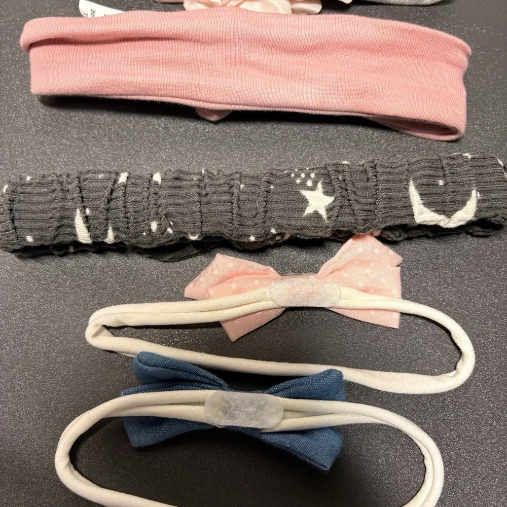 Lot of 6 Multicolor Baby Headbands‎ with Bows, Nylon Polyester,variety Styles.